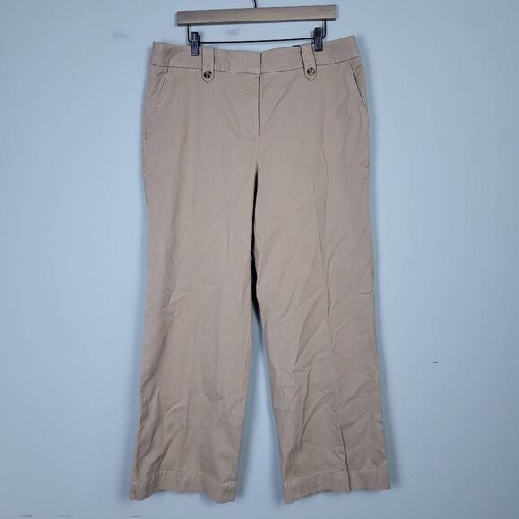 Talbots Womens Wide Leg Pant SZ 16 Tan Khaki High Rise Classic Career Office NWT - Picture 1 of 8